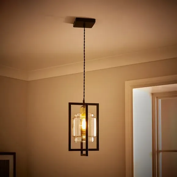 Industrial Pendant Light - Black, Glass