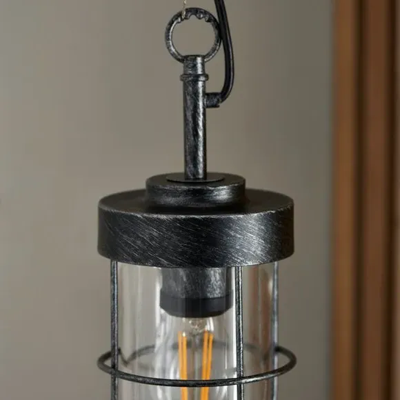 Industrial Pendant Light - Pewter, Glass