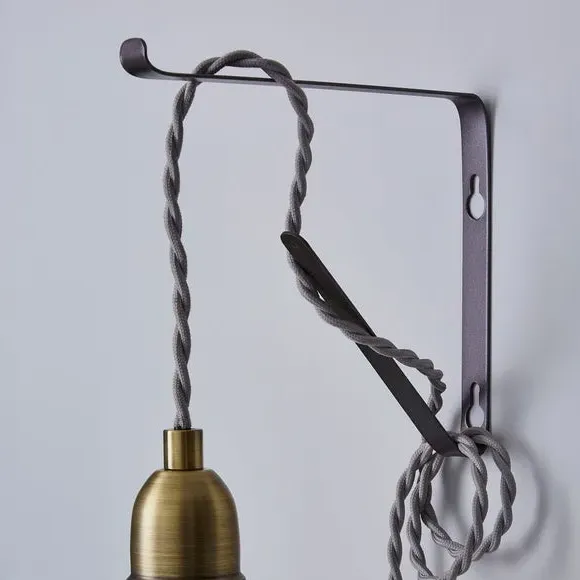 Industrial Plug In Wall Light - Antique Brass
