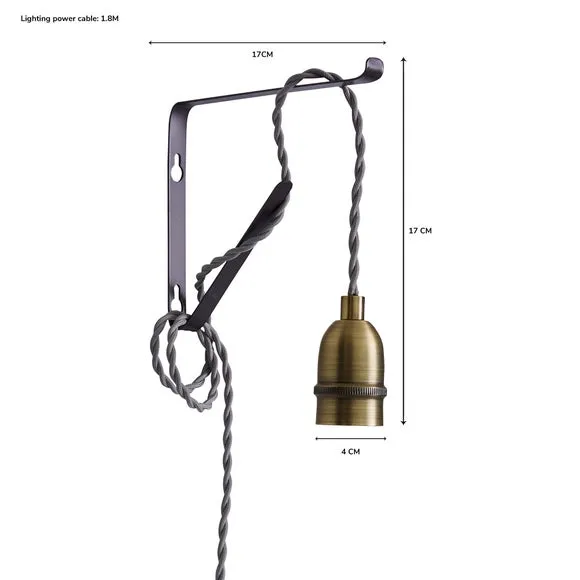 Industrial Plug In Wall Light - Antique Brass