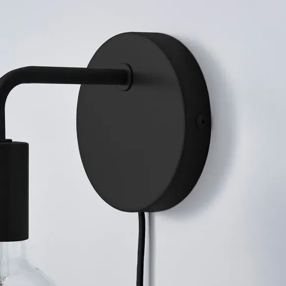 Industrial Plug-In Wall Light - Black, Metal
