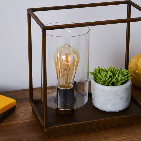 Industrial Shelf Table Lamp - Bronze, Metal