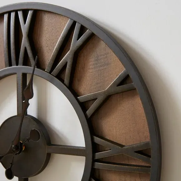 Industrial Skeleton Wall Clock - Brown