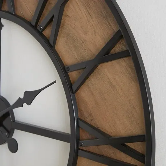 Industrial Skeleton Wall Clock - Brown