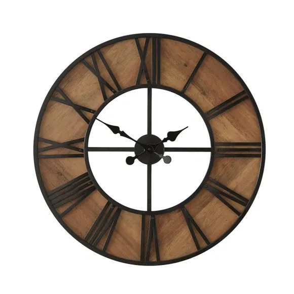 Industrial Skeleton Wall Clock - Brown