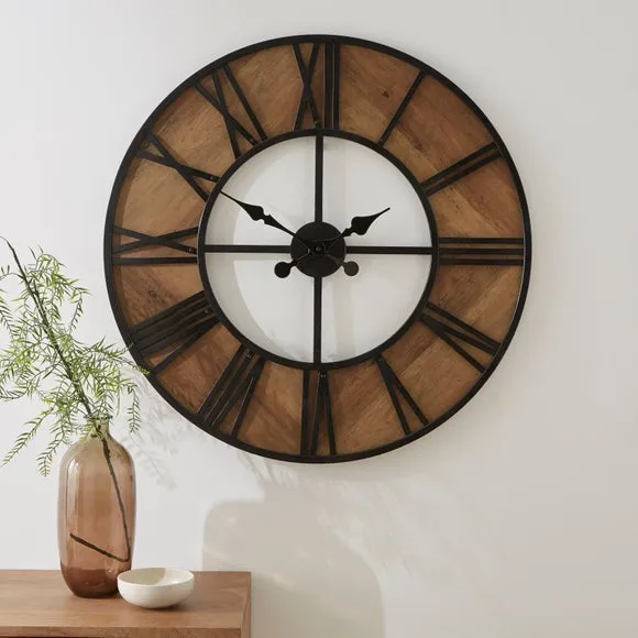 Industrial Skeleton Wall Clock - Brown
