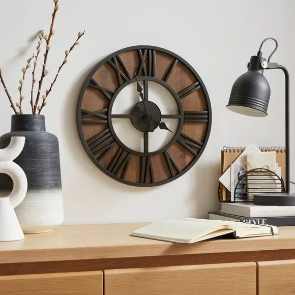 Industrial Skeleton Wall Clock - Brown image