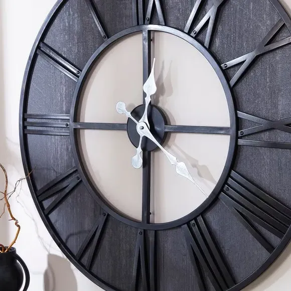 Industrial Skeleton Wall Clock - Charcoal