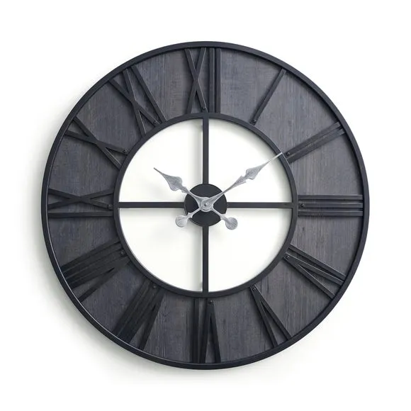 Industrial Skeleton Wall Clock - Charcoal