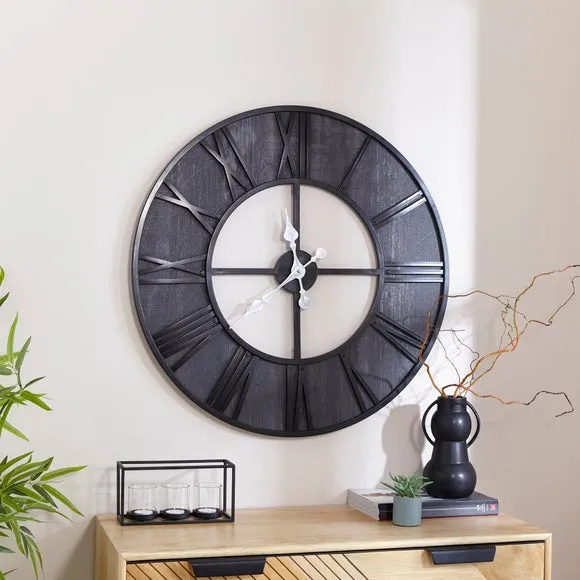 Industrial Skeleton Wall Clock - Charcoal