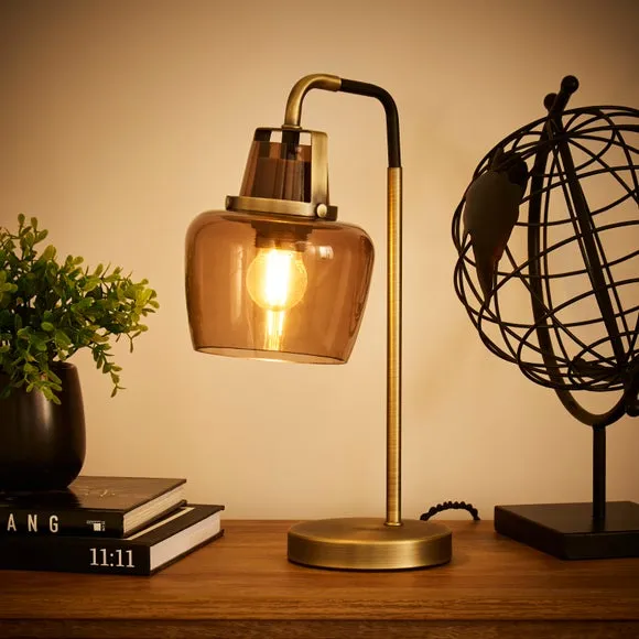 Industrial Table Lamp - Smoke, Glass