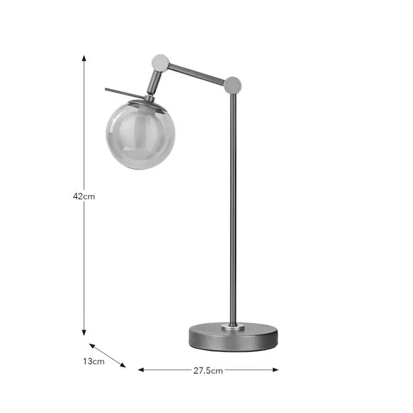 Industrial Table Lamp with Globe - Smoke, Metal