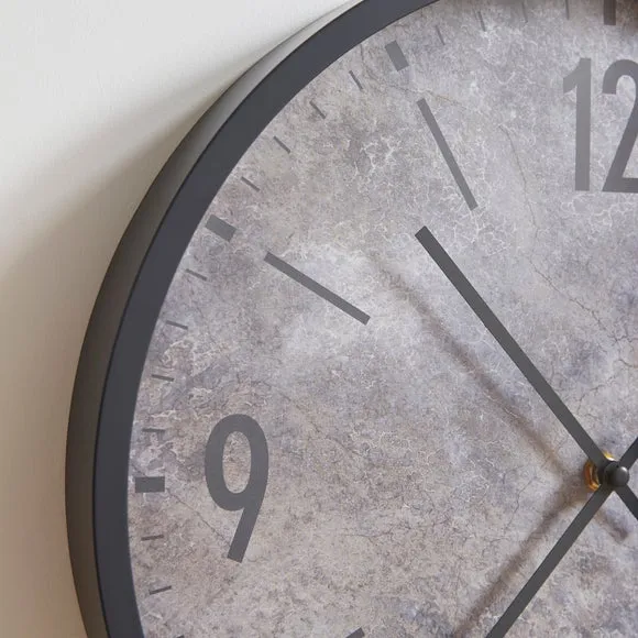 Industrial Wall Clock - Grey, Concrete Effect