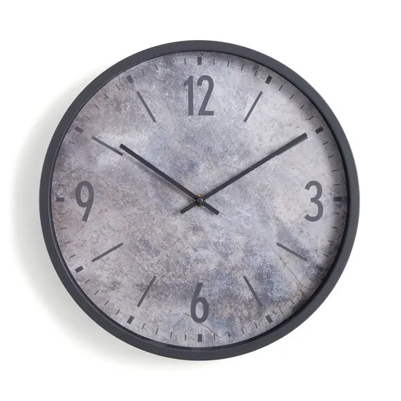 Industrial Wall Clock - Grey, Concrete Effect