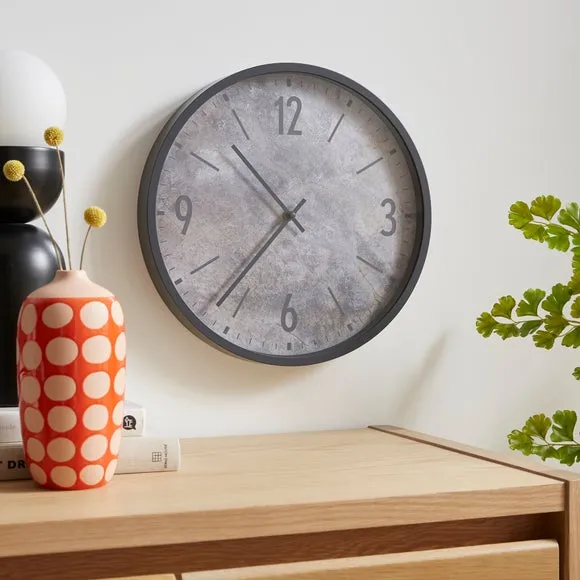 Industrial Wall Clock - Grey, Concrete Effect image