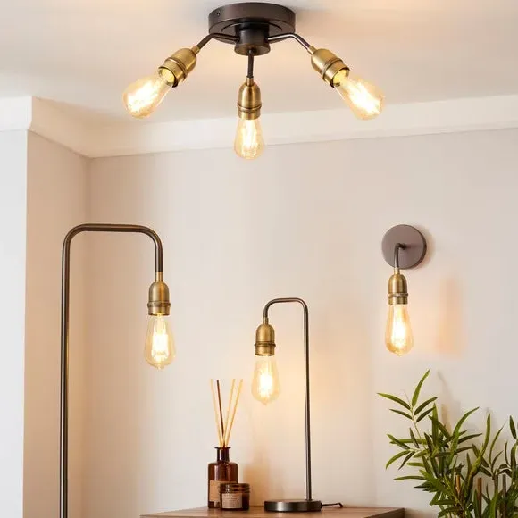 Industrial Wall Light - Antique Brass, Metal