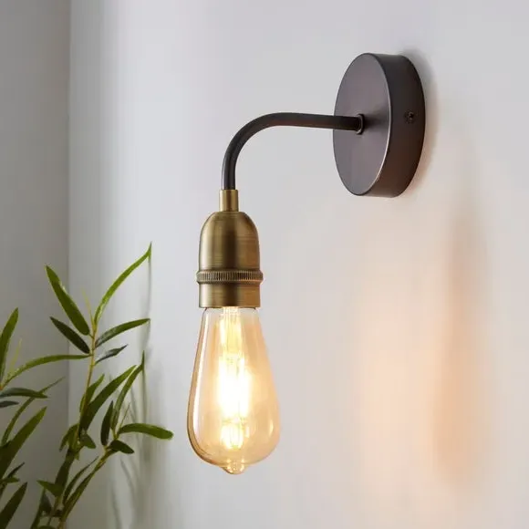 Industrial Wall Light - Antique Brass, Metal image