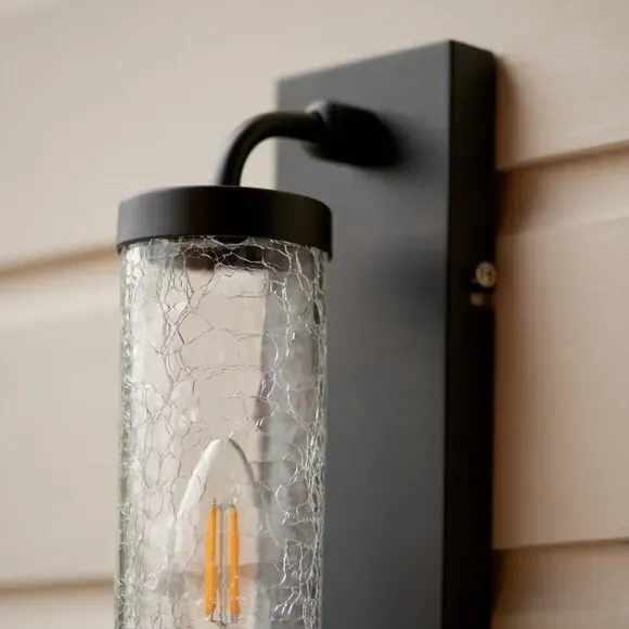 Industrial Wall Light with Dimmer - Black, Glass