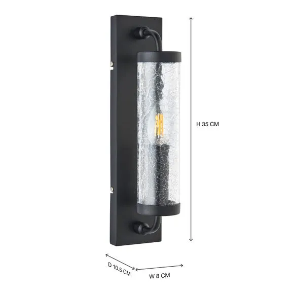 Industrial Wall Light with Dimmer - Black, Glass
