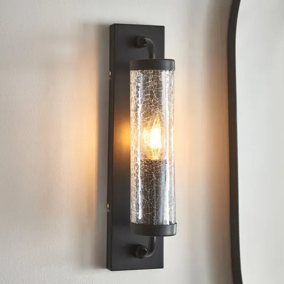 Industrial Wall Light with Dimmer - Black, Glass