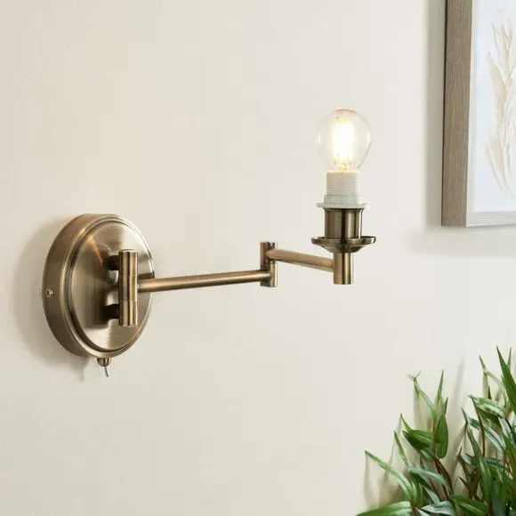 Industrial Wall Light with Extendable Arm - Brass image
