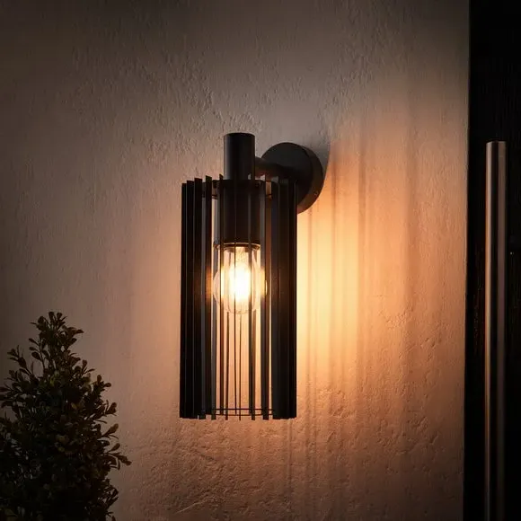 Industrial Wall Light with Slats - Black, Metal