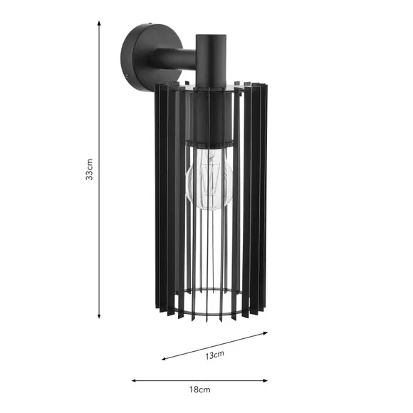 Industrial Wall Light with Slats - Black, Metal