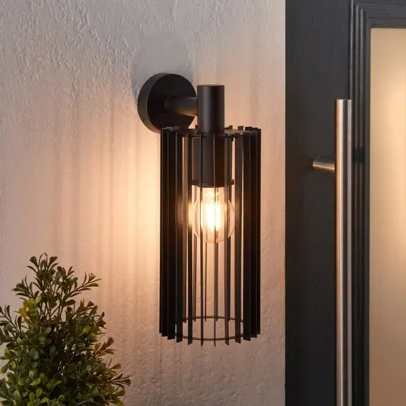 Industrial Wall Light with Slats - Black, Metal image