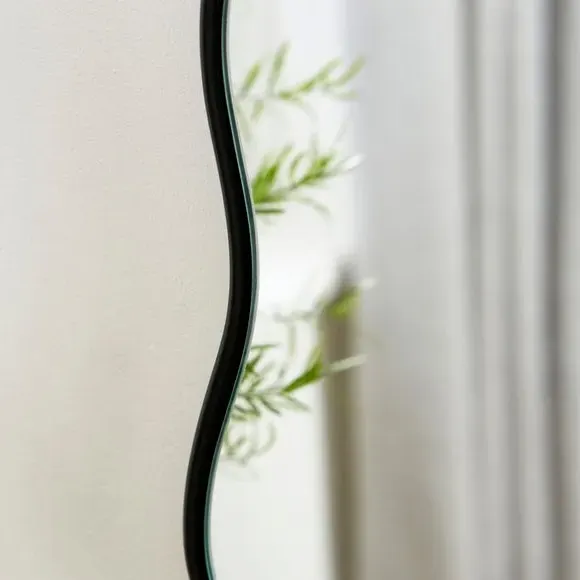 Irregular Wall Mirror with Chain - Black