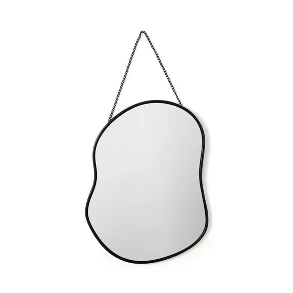Irregular Wall Mirror with Chain - Black