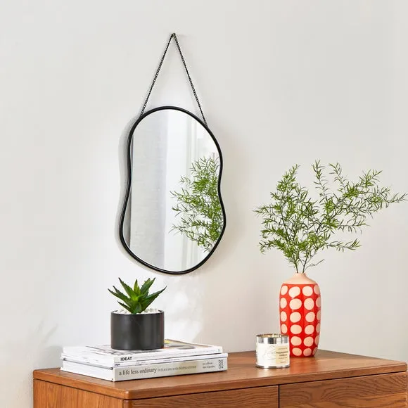 Irregular Wall Mirror with Chain - Black image