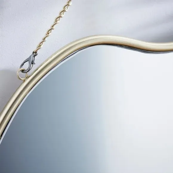 Irregular Wall Mirror with Chain - Gold