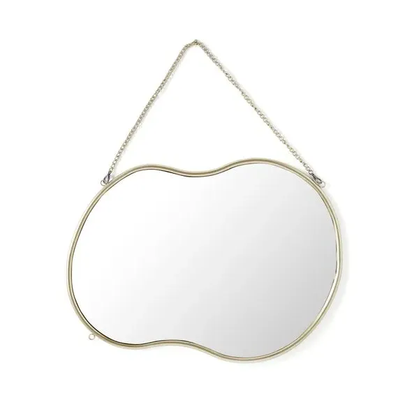 Irregular Wall Mirror with Chain - Gold