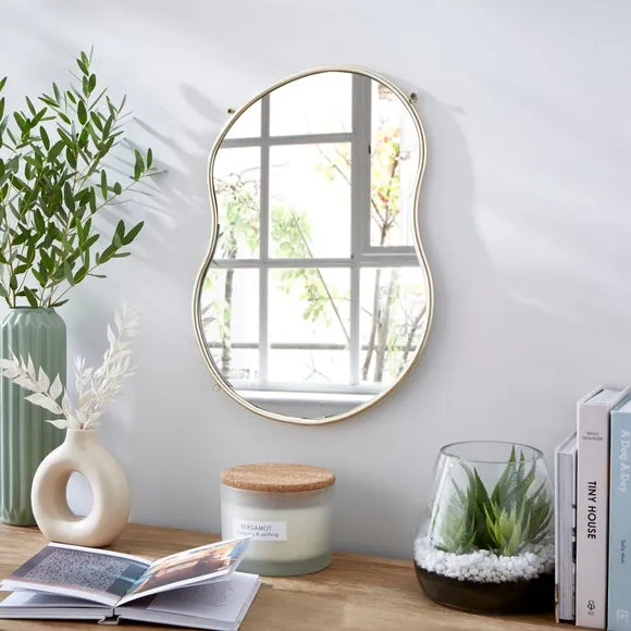 Irregular Wall Mirror with Chain - Gold