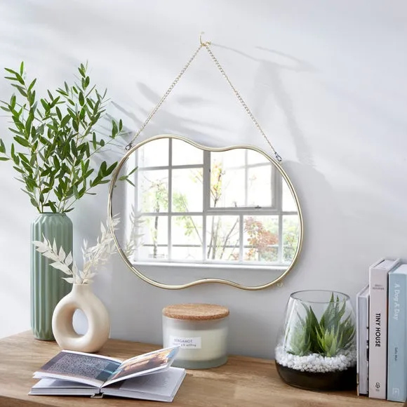 Irregular Wall Mirror with Chain - Gold