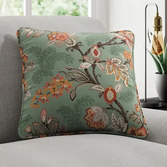 Jacobean Cushion Cover - Fern, Velvet