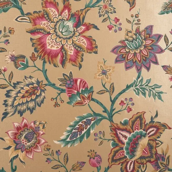 Jacobean Wallpaper with Metallic Accents - Gold