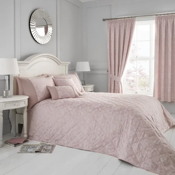 Jacquard Bedspread with Corded Trim - Blush image
