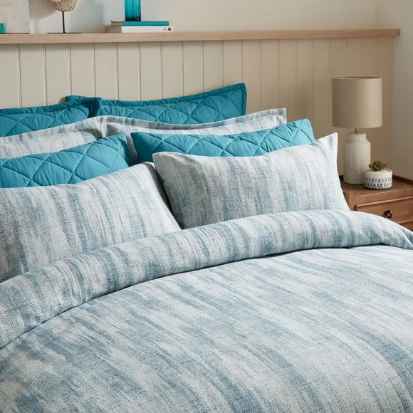 Jacquard Duvet Cover Set - Blue, Cotton