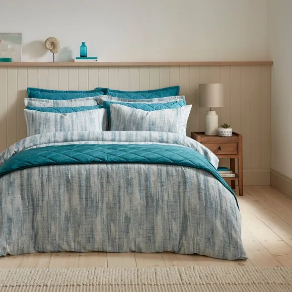 Jacquard Duvet Cover Set - Blue, Cotton