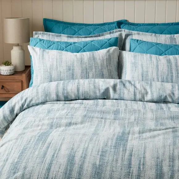 Jacquard Duvet Cover Set - Blue, Cotton