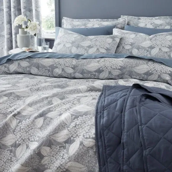Jacquard Duvet Cover Set - Blue, Polycotton