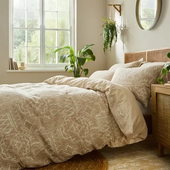 Jacquard Duvet Cover Set - Blush, Cotton