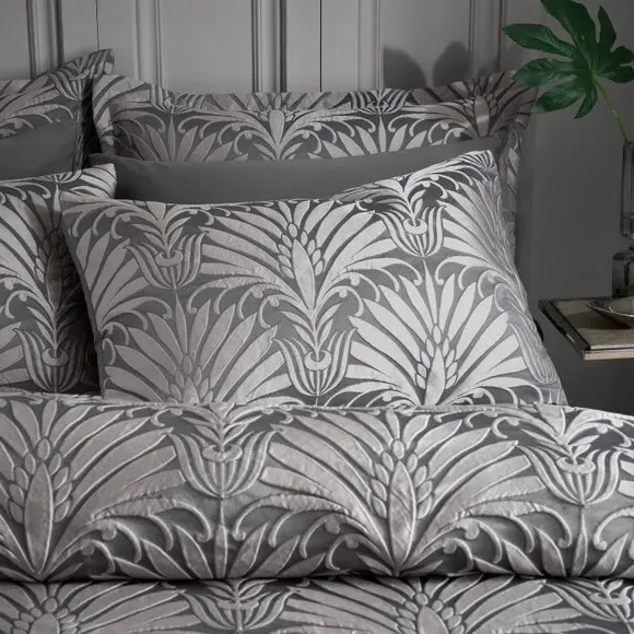 Jacquard Duvet Cover Set - Charcoal, Polyester