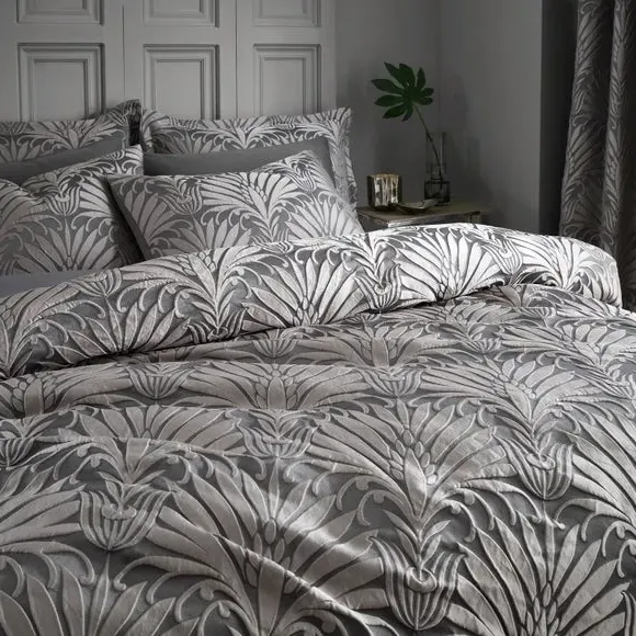 Jacquard Duvet Cover Set - Charcoal, Polyester