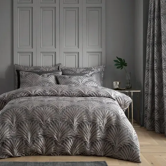Jacquard Duvet Cover Set - Charcoal, Polyester image