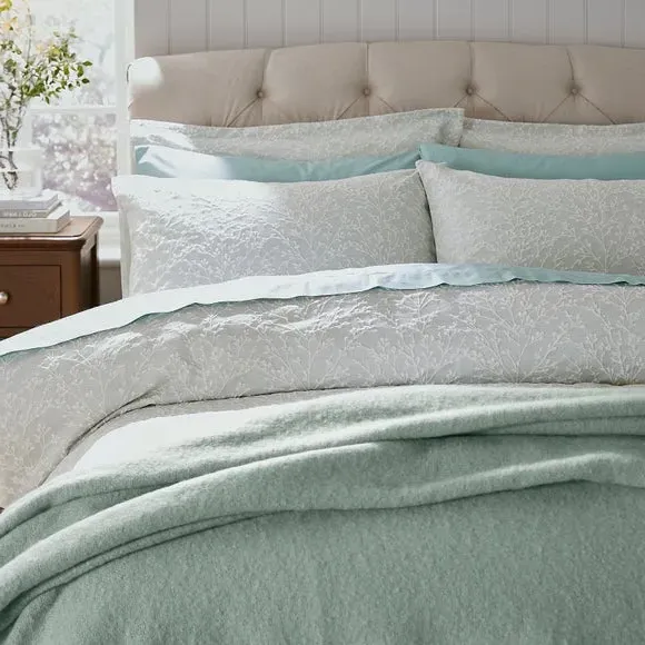 Jacquard Duvet Cover Set - Duck Egg, Cotton