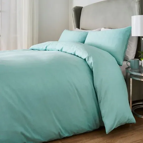 Jacquard Duvet Cover Set - Duck Egg, Cotton Sateen