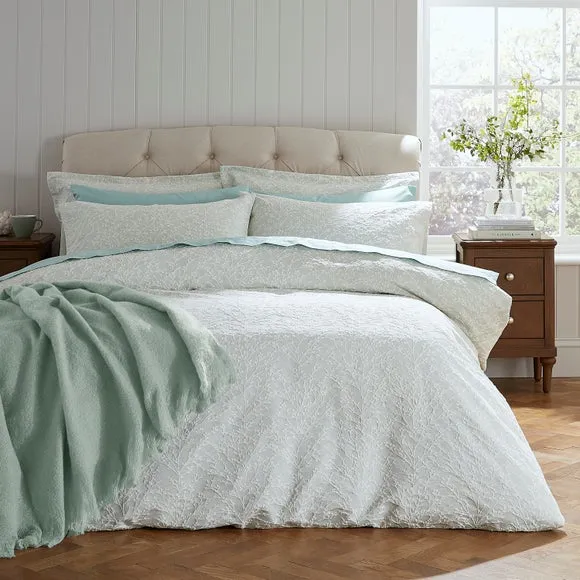 Jacquard Duvet Cover Set - Duck Egg, Cotton