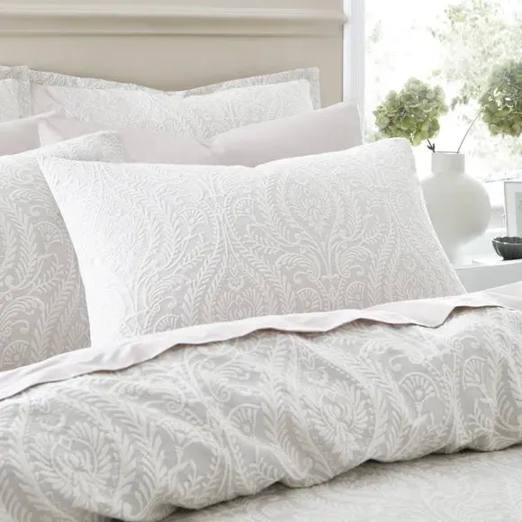Jacquard Duvet Cover Set - Grey, Cotton
